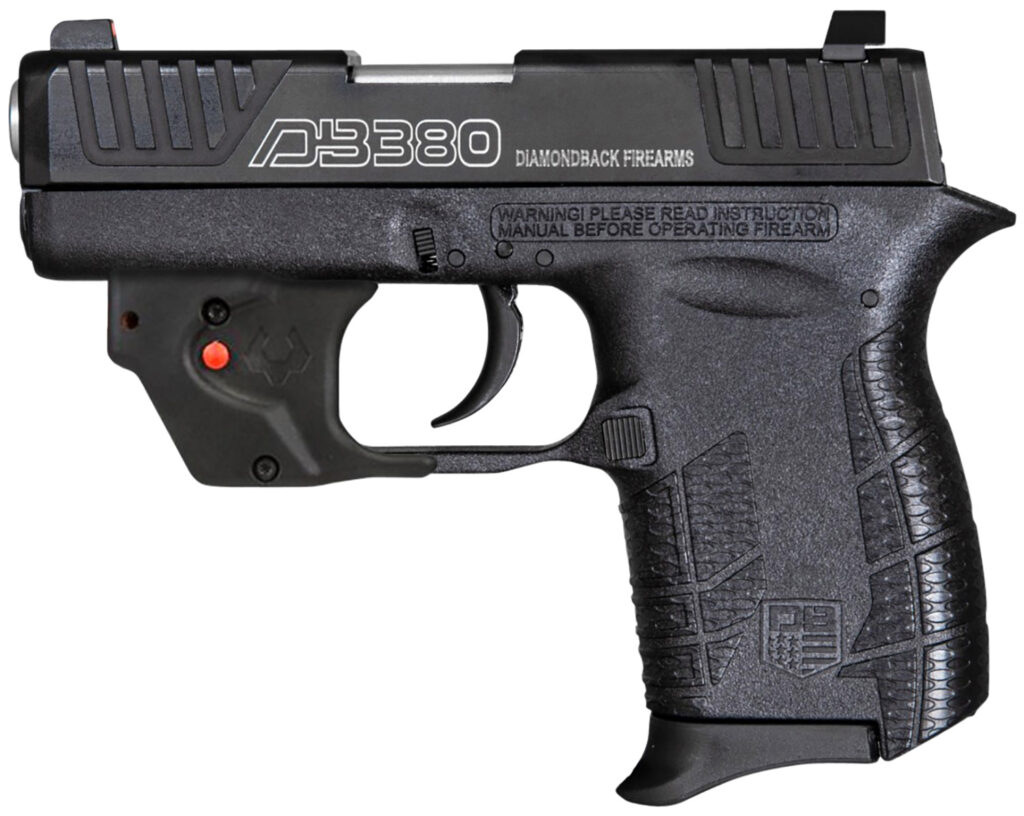 Diamondback DB0101E002 DB380 Gen4 w/Laser Micro-Compact Frame 380 ACP 6+1, 2.80″ Stainless Steel Barrel, Serrated Stainless Steel Slide, Mint Polymer Frame w/Beavertail & Grip, Viridian Laser