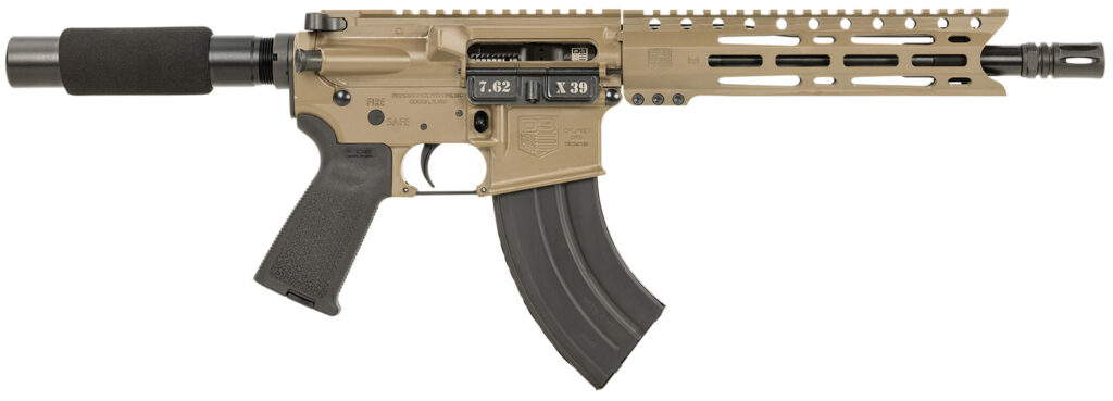 Diamondback DB1915O061 DB15  7.62x39mm 28+1 10″, FDE, Carbon Lower, 9″ M-LOK Handguard, Black Padded Buffer Tube/Magpul Grip