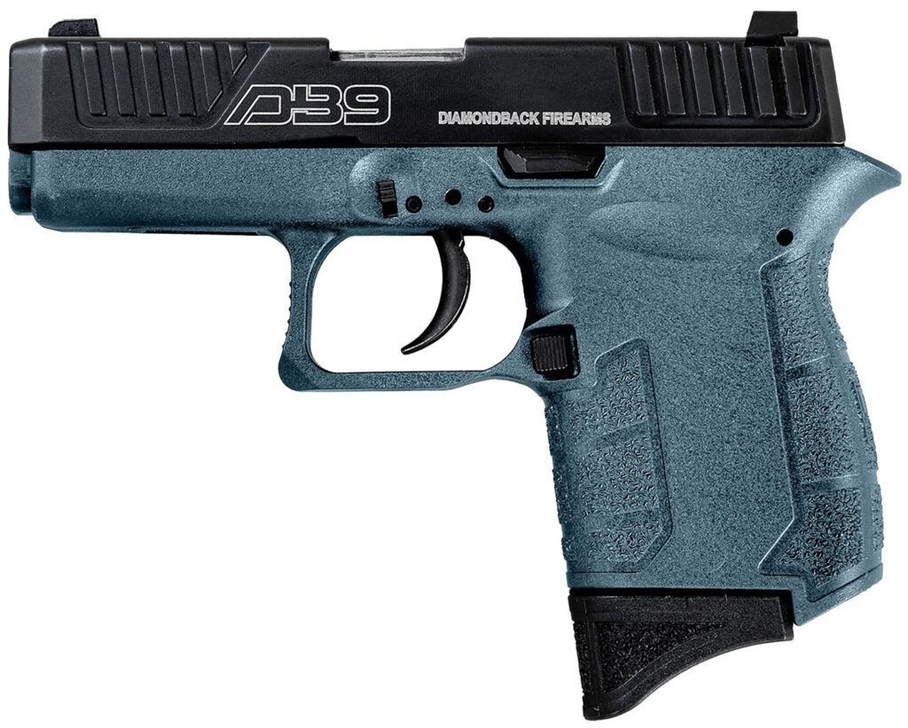 Diamondback DB0200P251 DB9 Gen4 Jesse James Micro-Compact Frame 9mm Luger 6+1 3.10″ Black Nitride Stainless Steel Barrel & Serrated Slide, Civil Defense Blue Cerakote Polymer Frame w/Beavertail