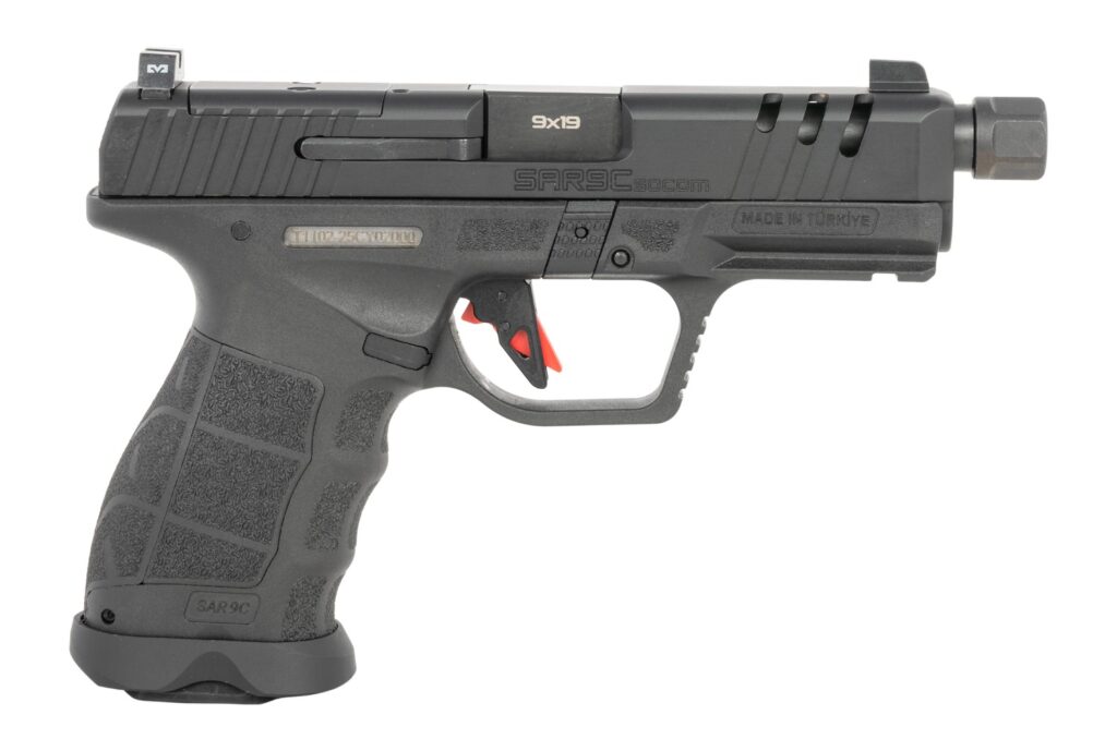 Sarsilmaz SAR9CSOCOMBL10 SAR9 SOCOM Compact 9mm Luger 10+1 4.70″ Black Threaded Barrel, Black Steel Optic Cut/Serrated Slide, Black Polymer Frame w/Picatinny Rail, Interchangeable Backstrap Grip, RMSc