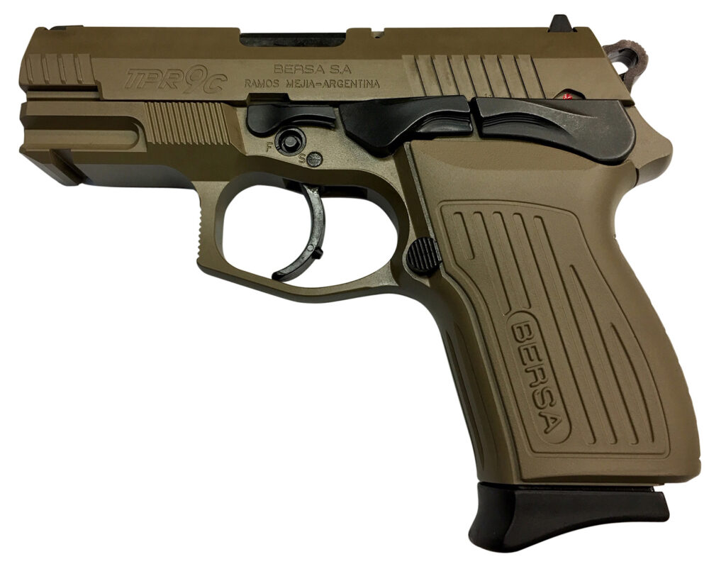 Bersa TPR9CFDE TPRC  Sports South Exclusive 9mm Luger 13+1, 3.50″ Black Steel Barrel, Flat Dark Earth Serrated Steel Slide & Aluminum Frame w/Picatinny Rail, Ambidextrous