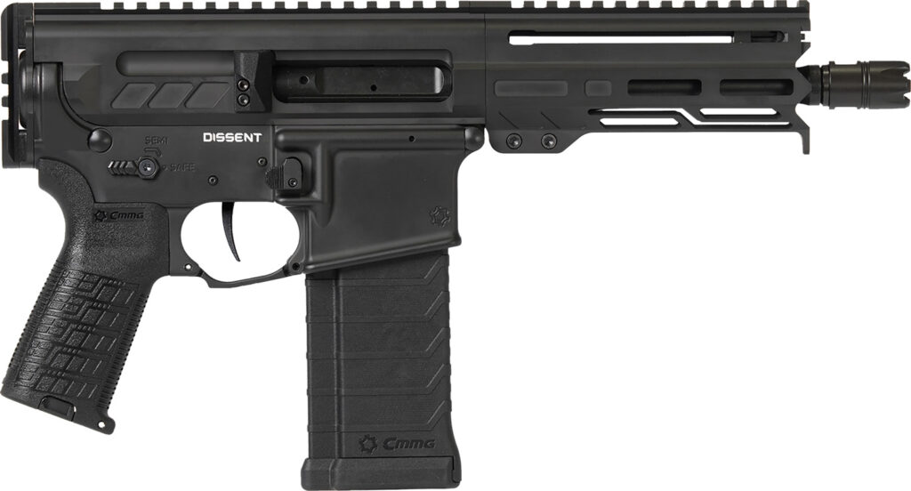 CMMG 54AA847AB Dissent  5.7x28mm 32+1 6.50″, Black Cerakote Rec, OEM Grip, Picatinny Buffer Adapter, Zeroed Drop-In Single Stage Trigger