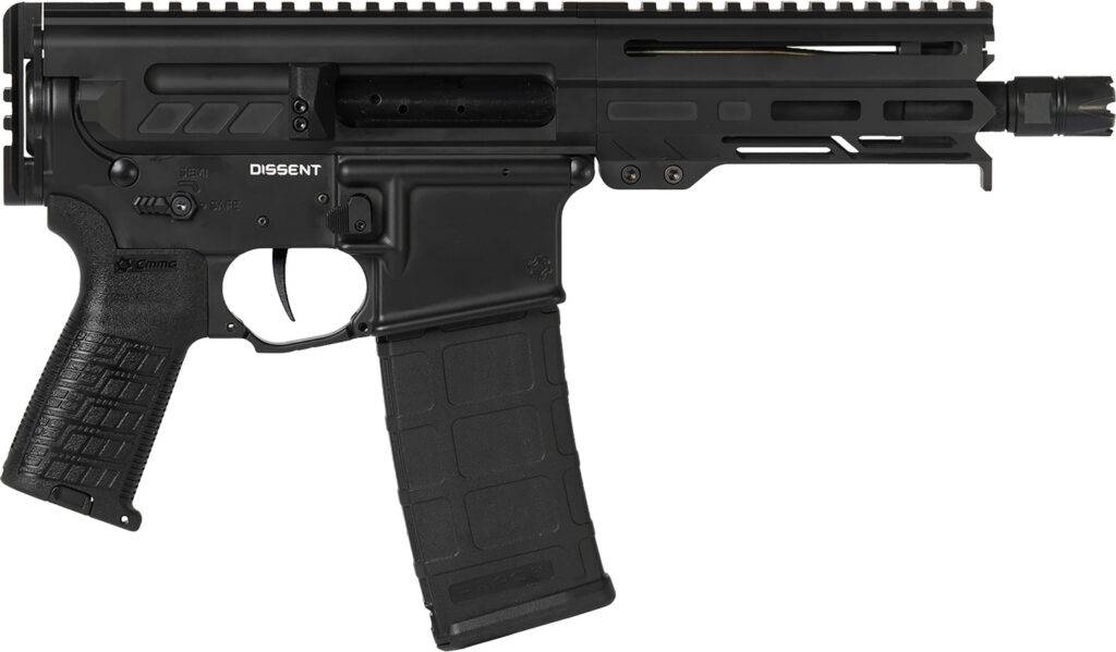 CMMG 55A938FAB Dissent  5.56x45mm NATO 30+1 6.50″, Black Cerakote Rec, OEM Grip, Picatinny Buffer Adapter, Zeroed Drop-In Single Stage Trigger