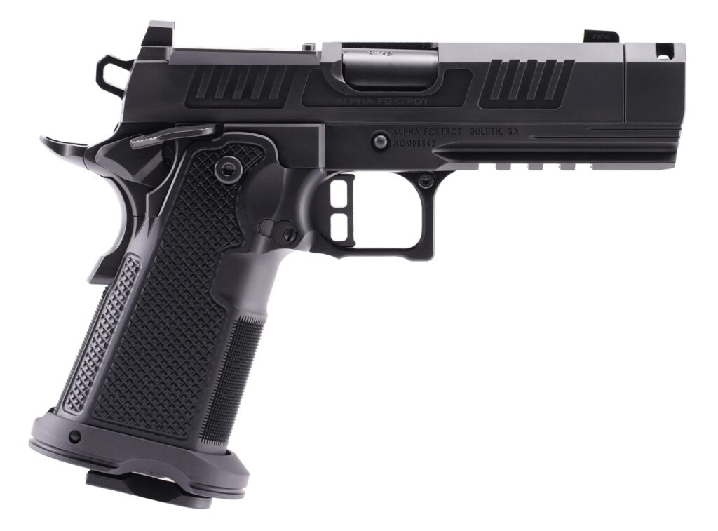 Alpha Foxtrot AA47X1QIG-XDBK19 AF1911 Romulus 9mm Luger 20+1 3.50″ Black DLC Stainless Steel Threaded Compensated Barrel, Optic Ready/Serrated Slide & Frame w/Beavertail & Picatinny Rail, Aluminum Gri