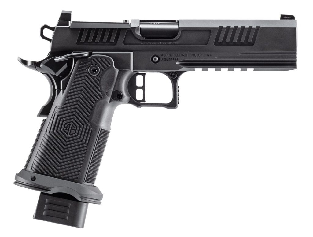 Alpha Foxtrot AA47X1EID-XDBK19 AF1911 Romulus 9mm Luger 20+1 17+1 5″ Black DLC Stainless Steel Bull Barrel, Optic Ready/Serrated Slide & Frame w/Beavertail & Picatinny Rail, Aluminum Grip, RMSc/RMR Fo