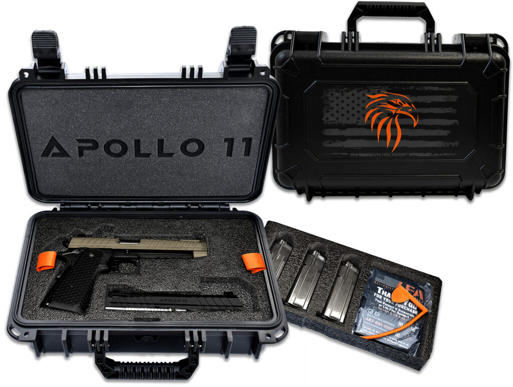 Live Free Armory LFAPF712086 Apollo 11  9mm 17+1 4.15″ 416 Stainless Steel Slide Elite Flat Dark Earth Cerakote Black Polymer Grip