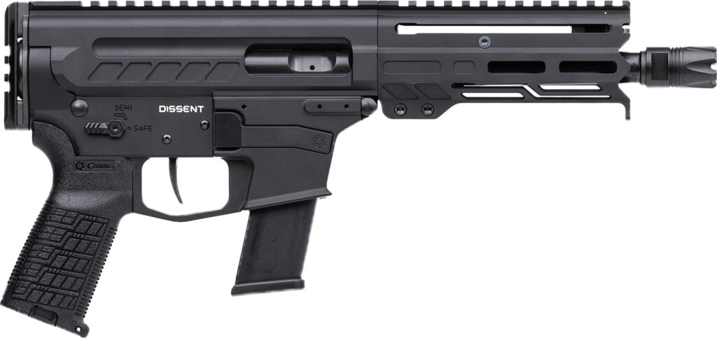CMMG 45A4C0FAB Dissent MKG 45 ACP 13+1 6.50″ Black Nitride Medium Taper Threaded Barrel, CMMG 5.5″ M-LOK Handguards, Black Armor Cerakote Aluminum Picatinny Rail Receiver, CMMG Zeroed Grips