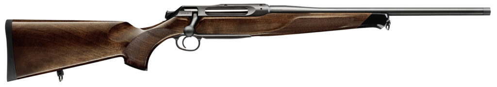Sauer 80117098 505 Lux Full Size 7mm Rem Mag 2+1 24″ Matte Blued Threaded Barrel, Matte Blued Saddle Mount Steel Receiver, Grade 5 Wood Fixed Stock