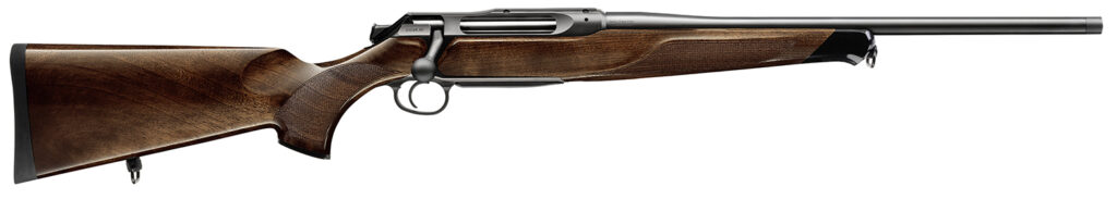Sauer 80117099 505 Lux Full Size 300 Win Mag 2+1 24″ Matte Blued Threaded Barrel, Matte Blued Saddle Mount Steel Receiver, Grade 5 Wood Fixed Stock