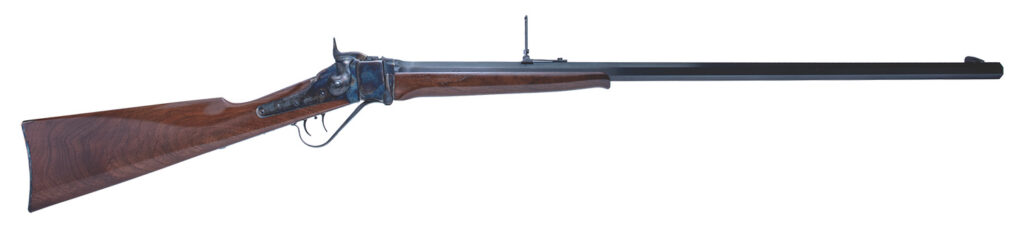 Cimarron AS150 1874 Sharps Sporting 45-70 Gov 1rd 32″ Blued Barrel, Color Case Hardened Receiver, Walnut Fixed Straight Stock