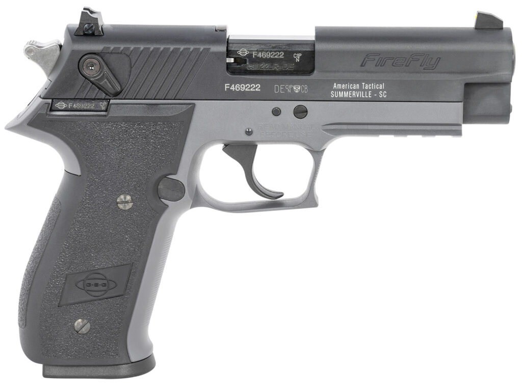 GSG GERG2210FFS FireFly  22 LR 10+1 4″ Black Serrated Slide, Smoke Zinc Alloy w/Accessory Rail Frame, Black Polymer Grip