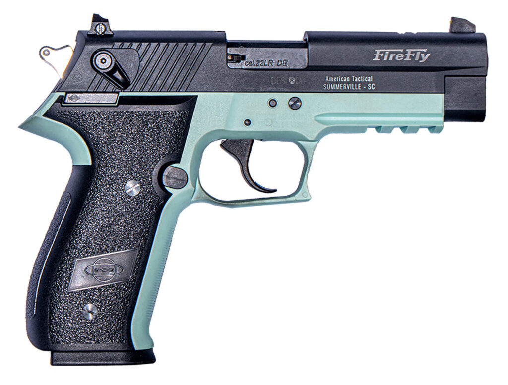 GSG GERG2210FFM FireFly  22 LR 10+1 4″ Black Serrated Slide, Mint Zinc Alloy w/Accessory Rail Frame, Black Polymer Grip