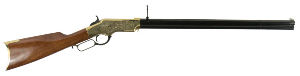 Taylors & Company 550296 1860 Brass Engraved 44-40 Win 13+1 24.25″ Blued Octagon Barrel, Brass Engraved/ Brass Receiver, Walnut/ Synthetic Stock, Right Hand