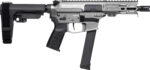 CMMG 99A290FTNG Banshee FE MkGs 9mm Luger 33+1 5" Black Nitride Threaded Barrel, M-LOK Handguard, Tungsten Cerakote Aluminum Receiver w/Picatinny Rail, Black Polymer CMMG RipBrace, CMMG Zeroed Grip