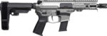 CMMG 45A150FTNG Banshee FE MkG 45 ACP 13+1 5" Black Nitride Threaded Barrel, M-LOK Handguard, Titanium Cerakote Aluminum Receiver w/Picatinny Rail, Black Polymer CMMG RipBrace, CMMG Zeroed Grip