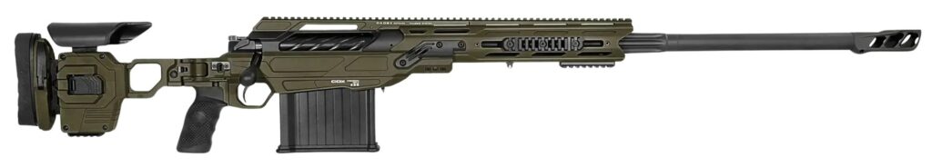 Cadex Inc CDX50DUAL5029BR40I2J5N CDX-50 Tremor 50 BMG 5+1 29″ Black DLC Match Grade Threaded Barrel, Black DLC Aluminum Receiver w/Picatinny Rail, Adjustable Folding OD Green Stock, Black Polymer Grip