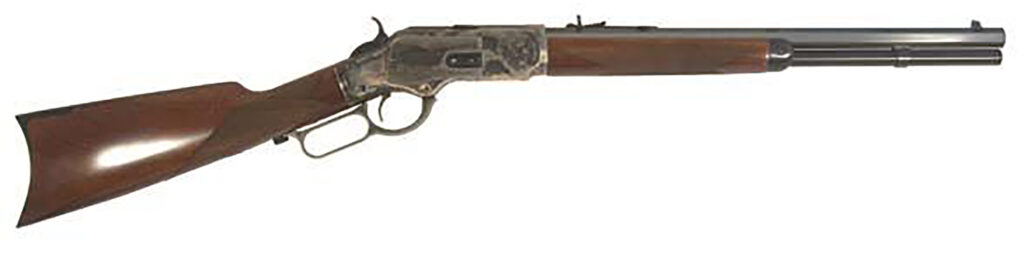 Cimarron CA2010G35 1873 Saddle Full Size 38 Special 357 Mag 10+1, 18″ Blued Octagon Steel Barrel, Color Case Hardened Steel Receiver, Fixed Checkered Walnut Stock, Right Hand