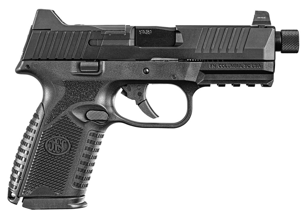 FN 66100837 509MT  9mm Luger 15+1/24+1, 4.50″ Black Target Crown/Threaded Steel Barrel, Matte Black Optic Ready/Serrated Steel Slide, Matte Black Polymer Frame w/Picatinny Rail, Ambidextrous
