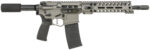 Patriot Ordnance Factory 01802 Minuteman Direct Impingement 5.56x45mm NATO Caliber with 10.50" Barrel, 30+1 Capacity, Tungsten Metal Finish, Buffer Tube Stock & Black MFT Grip Right Hand