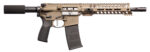 Patriot Ordnance Factory 01803 Minuteman DI 5.56x45mm 30+1 10.50" Nitride Treated Chrome Moly Barrel, 9" M-LOK Handguard, Patriot Brown Cerakote Receiver, Black Synthetic Buffer Tube, Black MFT Grips