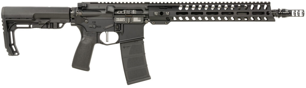 Patriot Ordnance Factory 02045 Minuteman  5.56x45mm NATO 30+1 13.75″ Black Steel Threaded Barrel, Black Anodized Aluminum Receiver, 13″ Renegade Rail Handguard