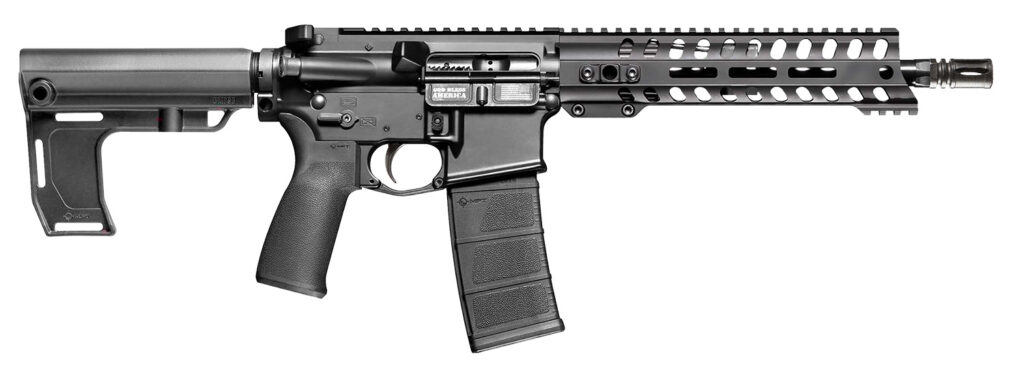 Patriot Ordnance Factory 2295 P15 Constable 300 Blackout 30+1 10.50″ M-LOK Handguard, Black Anodized Aluminum Receiver w/Picatinny Rail, Black Polymer MFT Blade Stabilizer, MFT Grip