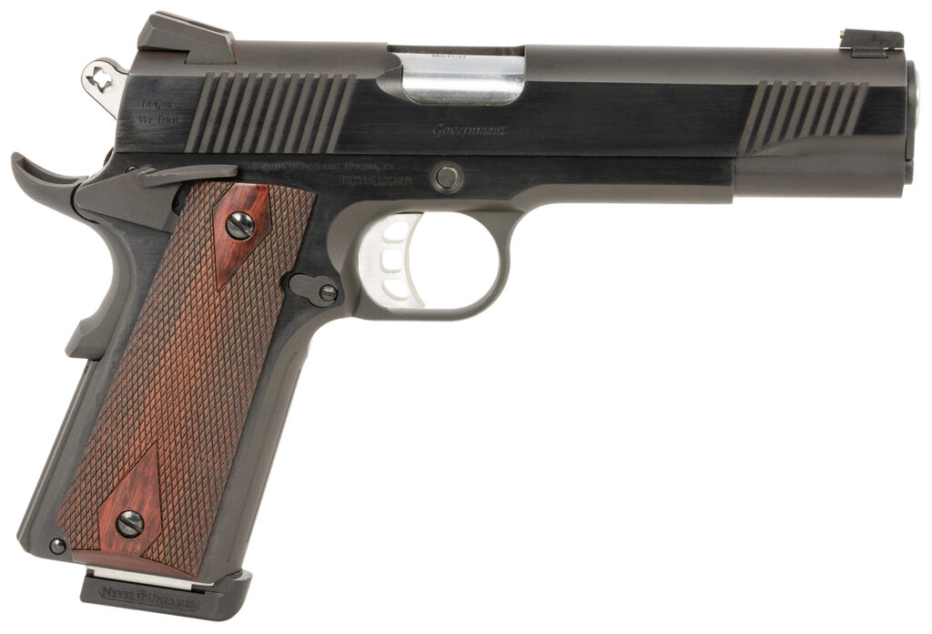 Tyler Gun Works TGWGVBL45 Custom 1911 Government Full Size Frame 45 ACP 7+1 5″ Stainless Match Grade Barrel, Blued Serrated Steel Slide & Steel Frame w/Beavertail, Walnut Grip