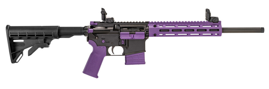 Tippmann Arms A101222 M4-22 LTE 22 LR 25+1 16″ Black Parkerized Threaded Barrel, Matte Black Aluminum Receiver w/Picatinny Rail, Purple M-LOK Handguard, Composite Forend, Black Polymer Stock, Purple G