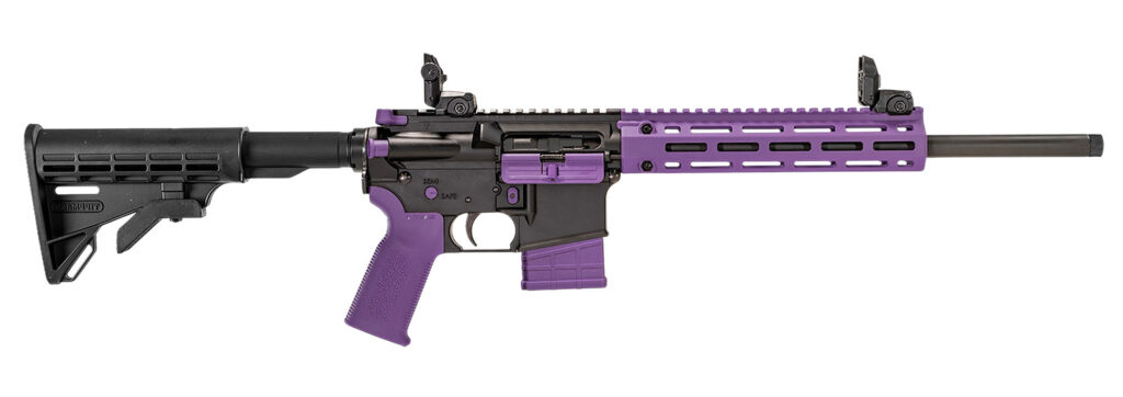 Tippmann Arms A101335 M4-22 LTE 22 LR 10+1 16″ Black Parkerized Threaded Barrel, Matte Black Aluminum Receiver w/Picatinny Rail, Purple M-LOK Handguard. Composite Forend. Black Polymer Stock. Purple G
