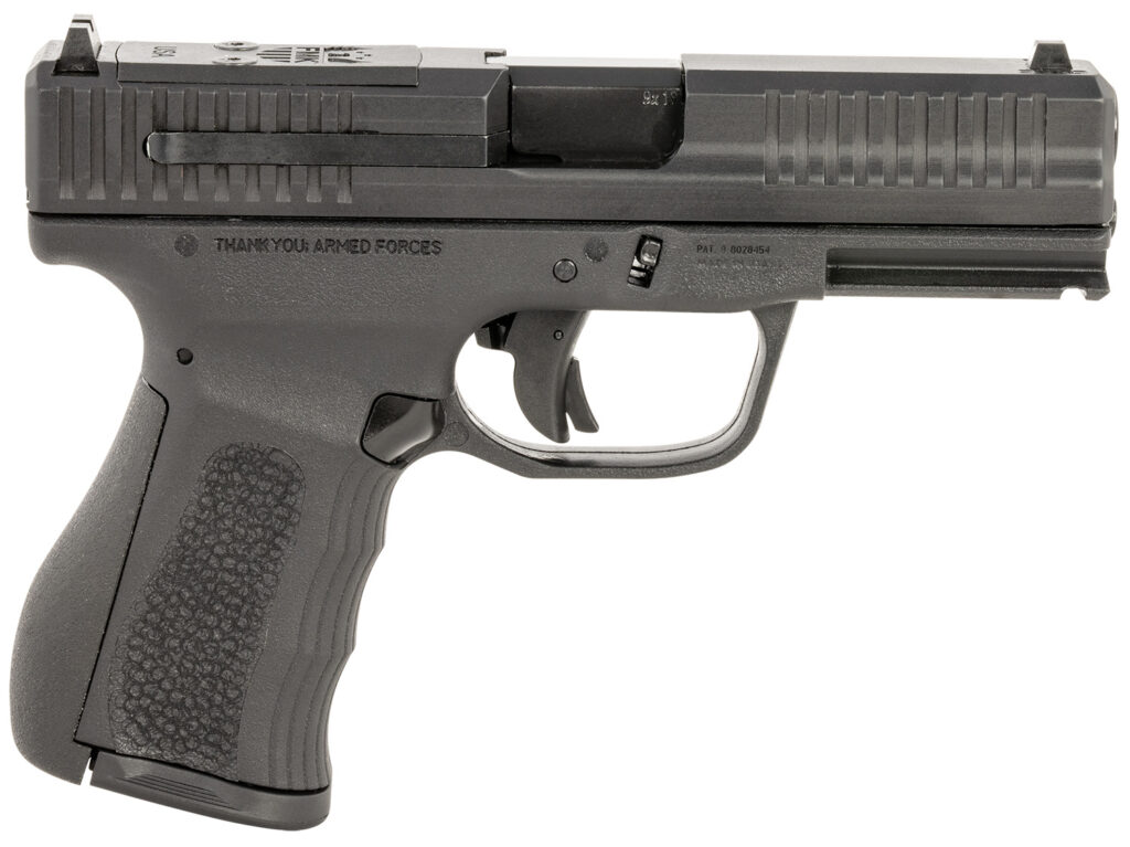 FMK FMKG49BSS G3  9mm Luger 14+1 4″ Stainless Steel Barrel, Black Optic Cut/Serrated Carbon Steel Slide, Black Polymer Frame w/Picatinny Rail, Black Backstrap Grip