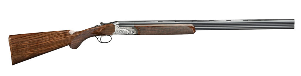 Rizzini USA 2203-2028 Aurum EVO 20 Gauge Break Open 3″ 2rd 28″ Black Over/Under Vent Rib Barrel, Coin Anodized Receiver Engraved w/Game Scene, Fixed Turkish Walnut Stock w/Prince of Whales Grip