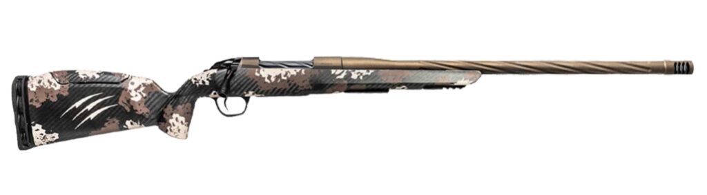 Fierce Firearms  Twisted 6.5 PRC Full Size 6.5 PRC 4+1 22″ Smoked Bronze Cerakote Match Grade/Spiral Threaded Stainless Steel Barrel & Drilled & Tapped Receiver, Desert Shadow Camo Push Button Adj Com
