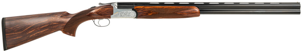 Fausti Usa, Inc 15602 Caledon  16 Gauge 2.75″ 2rd 28″ Blued Barrel, Engraved Stainless Rec, Wood Laser Grain Stock, Metallic Bead Sight