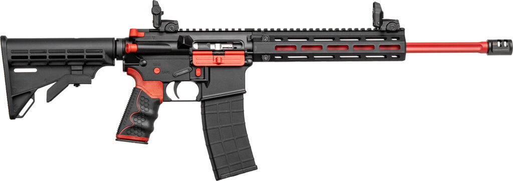 Tippmann Arms A101111 M4 Redline MSR 22 LR 25+1 16″ Red Parkerized Fluted Threaded Barrel, Matte Black/Red Aluminum Receiver w/Picatinny Rail, M-LOK Handguard, Black Adj CAR15 Polymer Stock, Red/Black