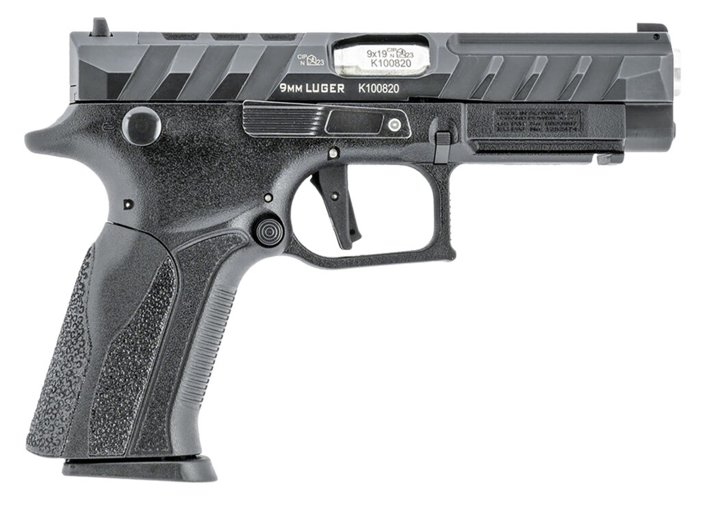 Grand Power 8588005808668 Q100 Mk23 9mm Luger 15+1 4.25″ Stainless Rotating Barrel, Black Steel Optic Ready/Serrated Slide, Black Steel Frame w/Accessory Rail & Beavertail, Textured Grip