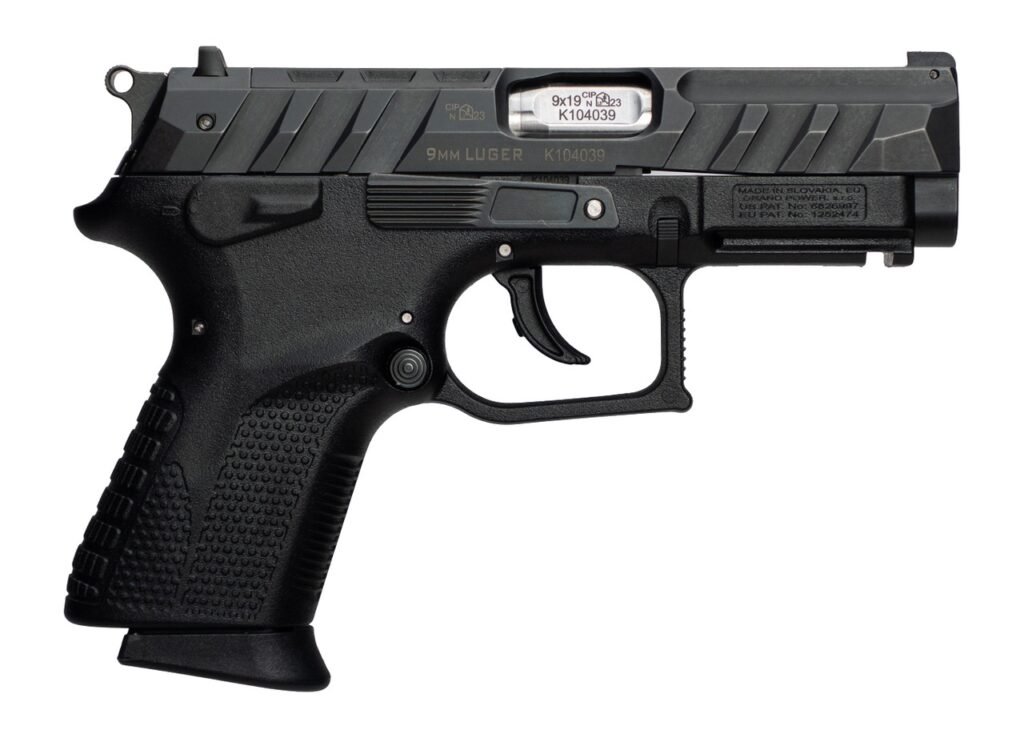 Grand Power 8588005944663 P1S Mk23 9mm Luger 12+1 3.66″ Stainless Rotating Barrel, Black Optic Ready/Serrated Slide, Black Frame w/Accessory Rail, Checkered Grip, Ambidextrous