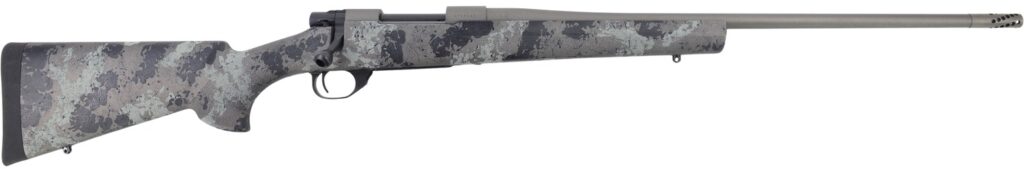 Howa HFN308GL 1500 Fence Line 308 Win 4+1 22″ Tungsten Cerakote Threaded Barrel, Tungsten Cerakote Aluminum Drilled & Tapped Receiver, Gray Light Camo Fixed Synthetic Stock, Right Hand