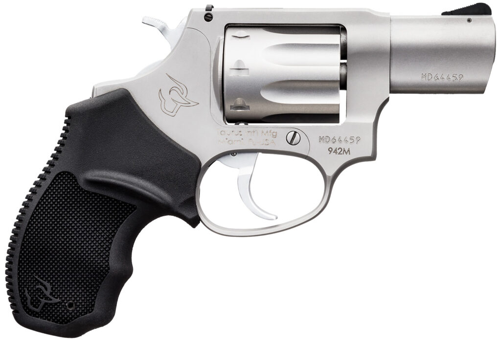 Taurus 2942M029 942  22 WMR 8rd 2″ Barrel, Overall Matte Finish Stainless Steel & Finger Grooved Black Polymer Grip