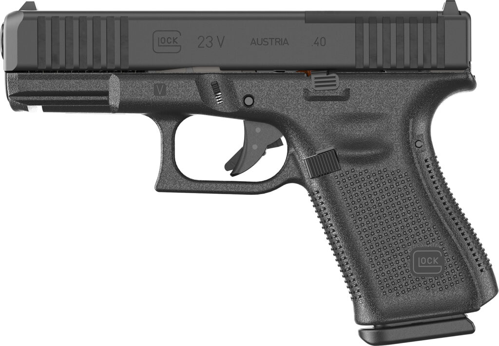 Glock PV2350203MOS G23 V MOS 40 S&W 13+1 4.02″ Black GMB Barrel, Black nDLC Steel Optic Ready/Serrated Slide, Black Polymer Frame w/Accessory Rail, Interchangeable Backstrap Grip, Ambidextrous
