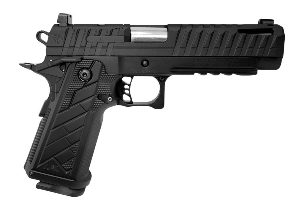 Live Free Armory HG8640-N Apollo 11 V2 Full Size Frame 9mm Luger 18+1 4.90″ Stainless Barrel, Black Cerakote Steel Optic Cut/Serrated Slide, Black Cerakote Steel Frame w/Beavertail & Picatinny Rail, B