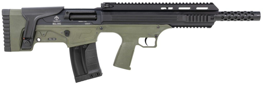 ATI ATIG12BDG Bulldog  12 Gauge Semi-Auto 3″ 5+1 18.50″ Black Steel Barrel, Black Aluminum Receiver, Picatinny Rail, Green Fixed Bullpup Stoc & Grip