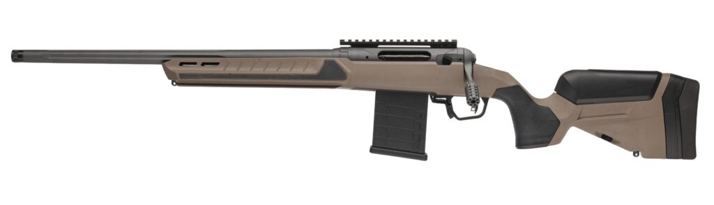 Savage Arms 32693 110 Core Tactical Full Size 6.5 PRC 7+1 24″ Medium Heavy Fluted Barrel, Arca Rail Forend, Coyote Tan AccuStock w/AccuFit V2 Synthetic Stock, Left Hand