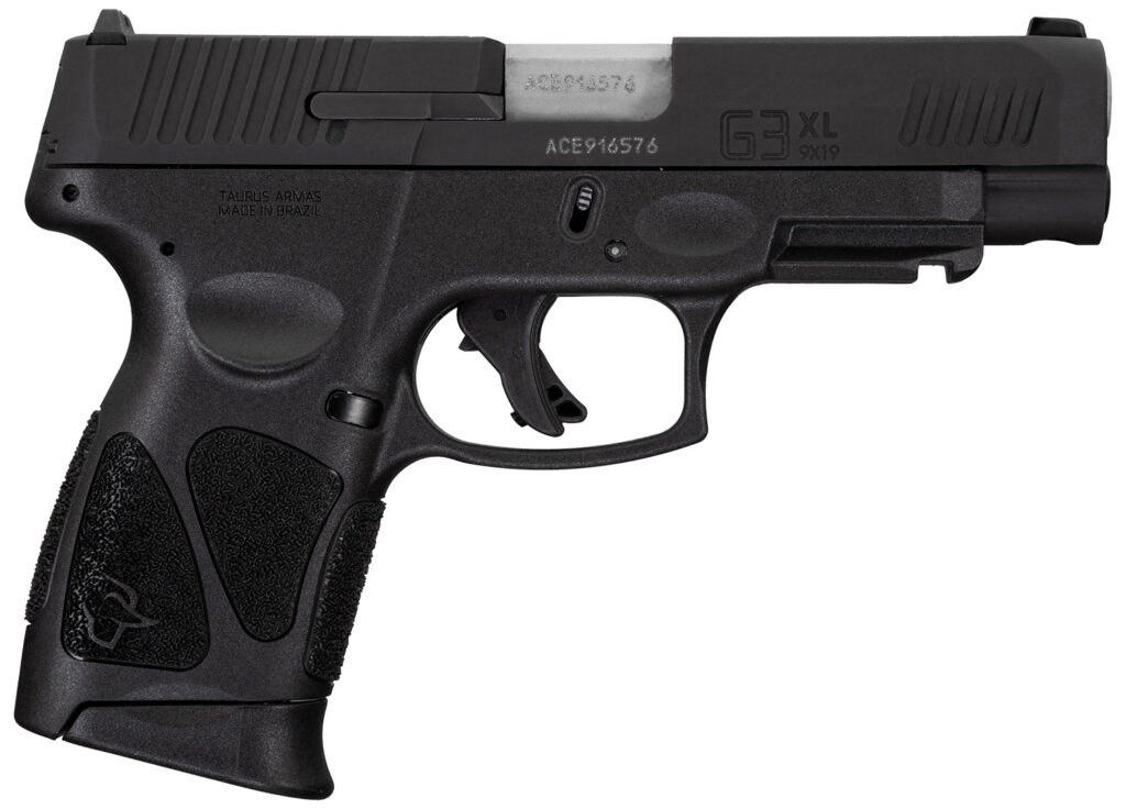 Taurus 1G3XLSR9041 G3XL  Compact Frame 9mm Luger 12+1 4″ Matte Stainless Steel Barrel, Matte Black Tenifer Serrated Steel Slide, Black Polymer Frame w/Picatinny Rail, Black Polymer Grip, Right Hand