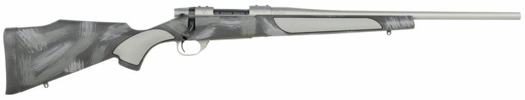 Weatherby VC38300NR4T Vanguard Shadow 300 Win Mag 3+1 24″ Carbon Gray Cerakote Threaded Barrel, Carbon Gray Cerakote Steel Drilled & Tapped Receiver, Black w/Gray & White Accents Monte Carlo Stock