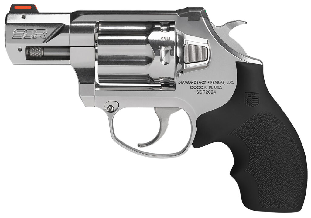 Diamondback DB0700P701 SDR  Small 9mm Luger +P 6 Shot 2″ Polished Stainless Steel Barrel & Frame, Stainless Steel Cylinder, Black Hogue Rubber Grip, Exposed Hammer