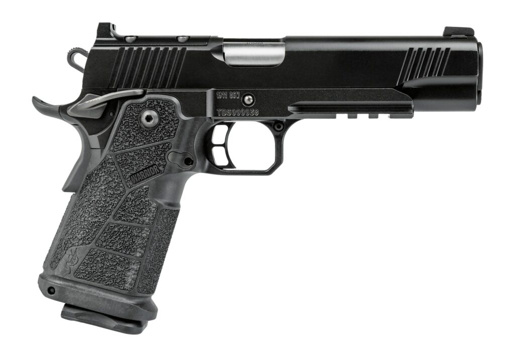 Kimber Mfg, Inc 3600303 DS Warrior 10mm Auto 18+1 5″ Matte Stainless Barrel, KimPro Black Optic Cut/Serrated Slide, Black Stainless Steel Frame w/Beavertail & Picatinny Rail, Black Carbon Fiber Grip,