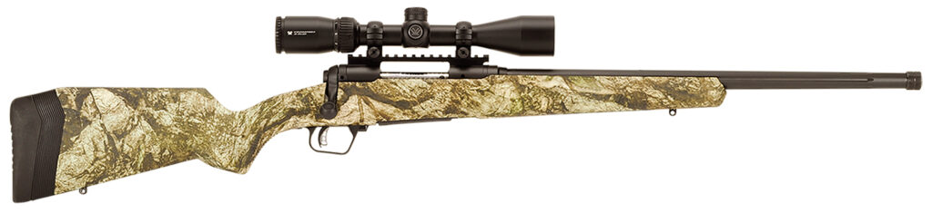 Savage Arms 57357 110 Apex Predator XP 22-250 Rem 4+1 20″, Matte Black Metal, Mossy Oak Mountain Country Synthetic Stock, Vortex Crossfire II 4-12x44mm