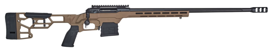 Savage Arms 57563 110 Precision 308 Win 10+1 20″, Matte Black Rec/Barrel, Flat Dark Earth Cerakote MDT LSS XL Chassis, Polymer Grip