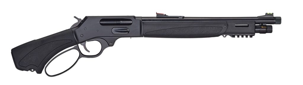 Henry H010GBLX4570 Bear’s Leg 45-70 Gov 3+1 13.80″ Blued Threaded Barrel, Blue Steel Drilled & Tapped Receiver, Black Synthetic Fixed w/Pistol Grip Stock