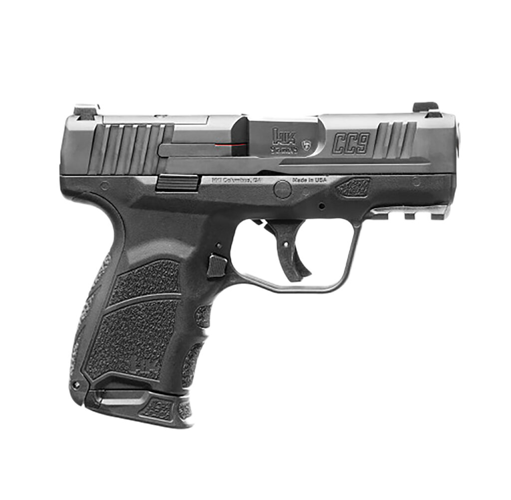 HK 81000551 CC9  Micro Compact 9mm Luger 10+1 3.32″ Black Polygonal Rifled Barrel, Optic Ready/Serrated Steel Slide, Polymer Frame w/Picatinny Rail, Black Interchangeable Backstrap Grip, Ambidextrous